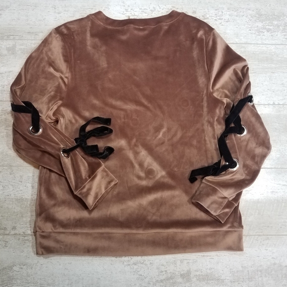 Entro Mauve Velour Lace Up Tie Sleeve Small - Picture 4 of 7